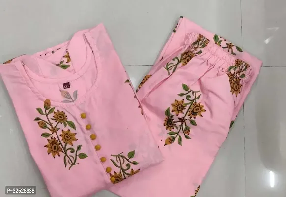 Stylish Pink Cotton Blend Kurta Bottom Set For Women-thumb0