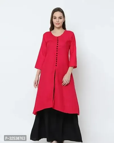 Stylish Red Rayon Kurta Bottom Set For Women-thumb0