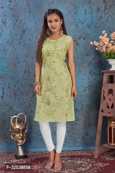 Stylish Green Cotton Blend Kurta For Women