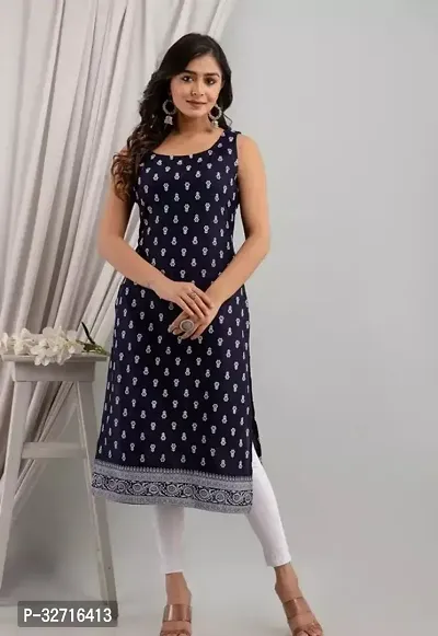 Beautiful Cotton Black Printed Kurta For Women-thumb0