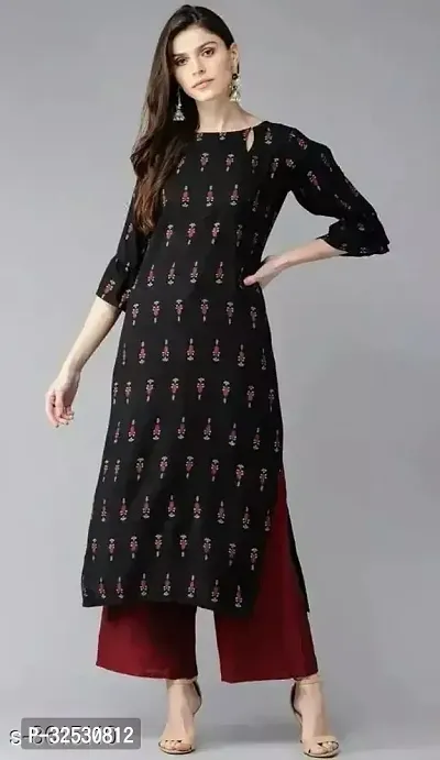 Stylish Black Cotton Blend Kurta Bottom Set For Women-thumb0