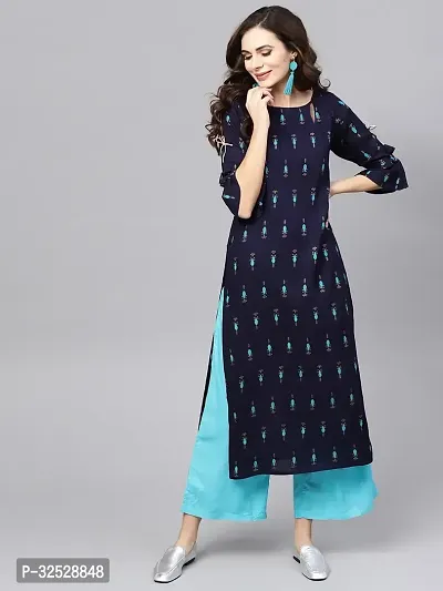 Stylish Blue Cotton Blend Kurta Bottom Set For Women-thumb0