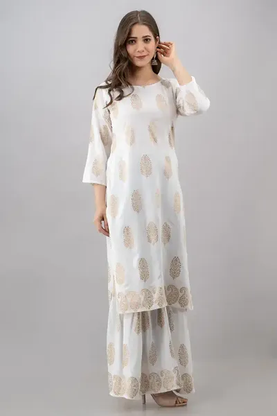 Stylish Cotton Straight Printed Kurta With Bottom Set