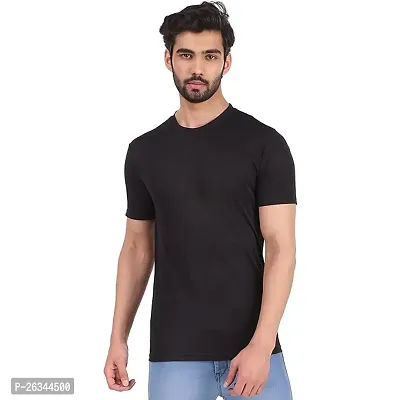 Stylish Black Cotton Solid Tees For Men-thumb0