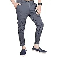 FLYNOFF Grey Solid 4Way Lycra Tailored Fit Ankle Length Men's Track Pant-(FNF0162-DGR-30)-thumb1