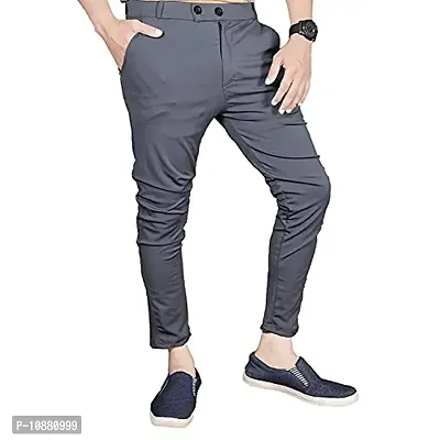 FLYNOFF Grey Solid 4Way Lycra Tailored Fit Ankle Length Men's Track Pant-(FNF0162-DGR-30)-thumb2