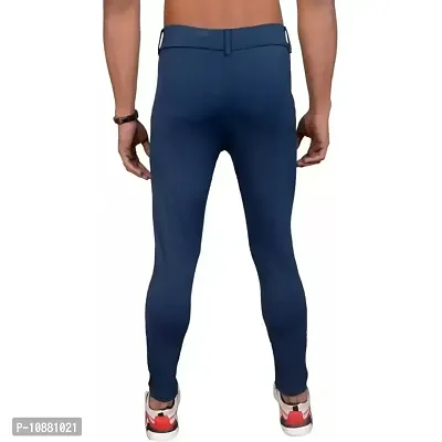 FLYNOFF Blue Solid 4Way Lycra Tailored Fit Ankle Length Men's Track Pant (FNF0169-BLU-M)-thumb5