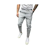 FLYNOFF Silver Solid 4Way Lycra Tailored Fit Ankle Length Men's Track Pant-thumb2