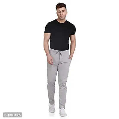 FLYNOFF Silver Solid 4Way Lycra Tailored Fit Ankle Length Men's Track Pant-(FNF0161-LGR-32)-thumb2