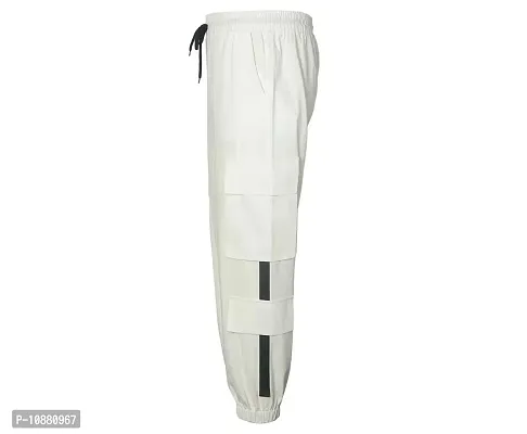 FLYNOFF White Solid Ns Lycra Tailored Fit Ankle Length Men's Pant-thumb3