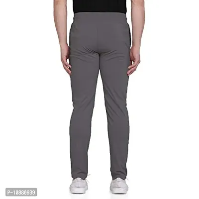 FLYNOFF Grey Solid 4Way Lycra Tailored Fit Ankle Length Men's Track Pant-(FNF0161-DGR-34)-thumb3