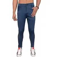 FLYNOFF Blue Solid 4Way Lycra Tailored Fit Ankle Length Men's Track Pant (FNF0169-BLU-M)-thumb1