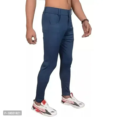 FLYNOFF Blue Solid 4Way Lycra Tailored Fit Ankle Length Men's Track Pant (FNF0169-BLU-M)-thumb3