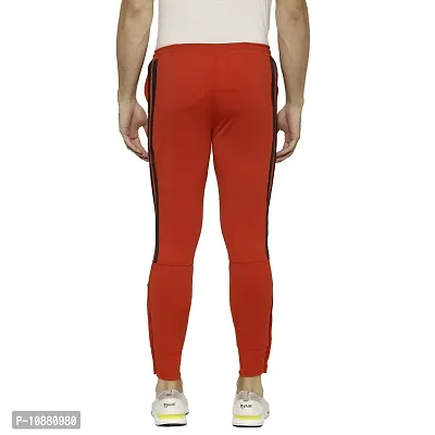 Flynoff Red Solid 4Way Lycra Tailored Fit Ankle Length Men's Track Pant-thumb4