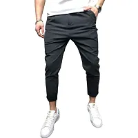 FLYNOFF Black Solid 4Way Lycra Tailored Fit Ankle Length Men's Track Pant-(DAC005-BLK-M)-thumb1