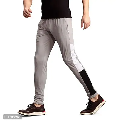 FLYNOFF Silver Solid 4Way Lycra Tailored Fit Ankle Length Men's Track Pant-(FNF0165-LGR-30)