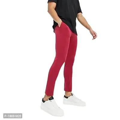 FLYNOFF Maroon Solid 4Way Lycra Tailored Fit Ankle Length Men's Track Pant (FNF0173-MRN-M)