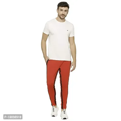 Flynoff Red Solid 4Way Lycra Tailored Fit Ankle Length Men's Track Pant-thumb2