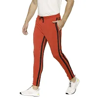Flynoff Red Solid 4Way Lycra Tailored Fit Ankle Length Men's Track Pant-thumb2