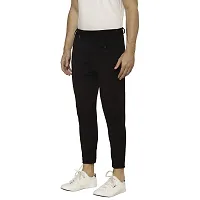 Flynoff Black Solid 4Way Lycra Tailored Fit Ankle Length Men's Pant-thumb2