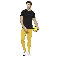Flynoff Yellow Solid 4Way Lycra Tailored Fit Ankle Length Men's Track Pant-thumb1