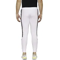 Flynoff White Solid 4Way Lycra Tailored Fit Ankle Length Men's Track Pant-thumb3