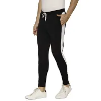 Flynoff Black Solid 4Way Lycra Tailored Fit Ankle Length Men's Track Pant-thumb2