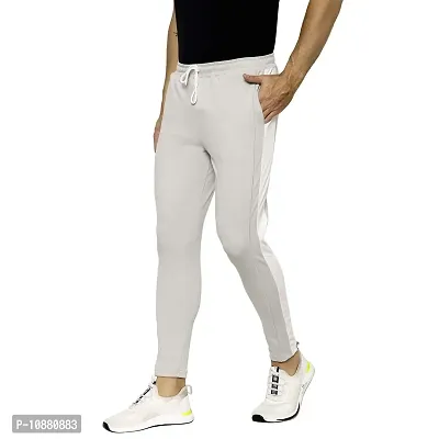 Flynoff Silver Solid 4Way Lycra Tailored Fit Ankle Length Men's Track Pant-thumb3