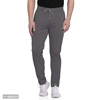 FLYNOFF Grey Solid 4Way Lycra Tailored Fit Ankle Length Men's Track Pant-(FNF0161-DGR-34)-thumb0