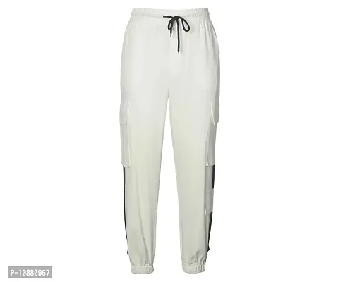 FLYNOFF White Solid Ns Lycra Tailored Fit Ankle Length Men's Pant-thumb2