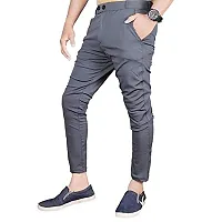 FLYNOFF Grey Solid 4Way Lycra Tailored Fit Ankle Length Men's Track Pant-(FNF0162-DGR-30)-thumb2
