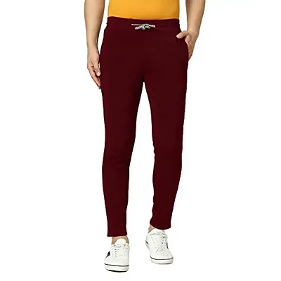 FLYNOFF Maroon Solid 4Way Lycra Tailored Fit Ankle Length Men's Track Pant-(FNF0161-MRN-34)