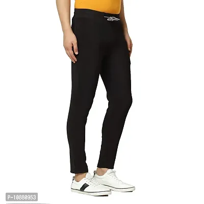 FLYNOFF Black Solid 4Way Lycra Tailored Fit Ankle Length Men's Track Pant-(FNF0161-BLK-34)-thumb4
