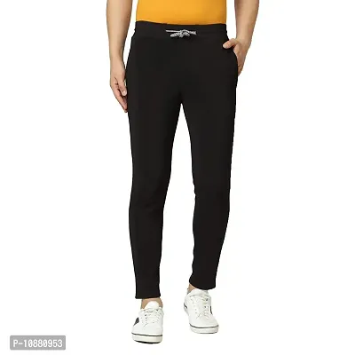 FLYNOFF Black Solid 4Way Lycra Tailored Fit Ankle Length Men's Track Pant-(FNF0161-BLK-34)-thumb0