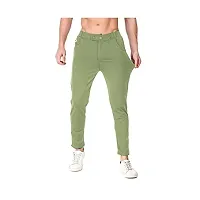 FLYNOFF Green Solid 4Way Lycra Tailored Fit Ankle Length Men's Track Pant-thumb2