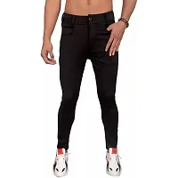 FLYNOFF Black Solid 4Way Lycra Tailored Fit Ankle Length Men's Track Pant (FNF0169-BLK-XL)-thumb1