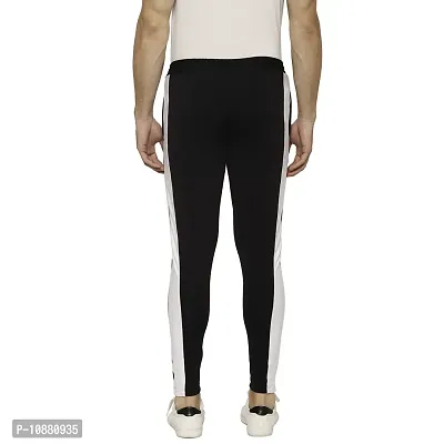 Flynoff Black Solid 4Way Lycra Tailored Fit Ankle Length Men's Track Pant-thumb4