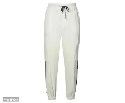 FLYNOFF White Solid Ns Lycra Tailored Fit Ankle Length Men's Pant-thumb5