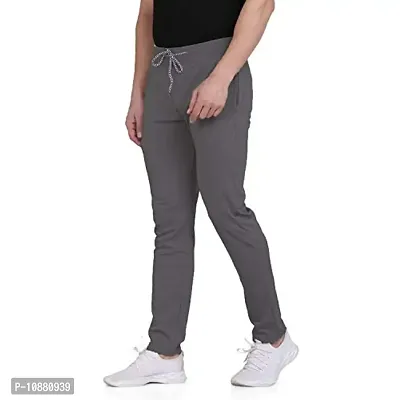 FLYNOFF Grey Solid 4Way Lycra Tailored Fit Ankle Length Men's Track Pant-(FNF0161-DGR-34)-thumb2