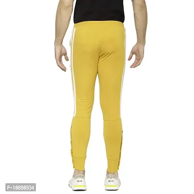 Flynoff Yellow Solid 4Way Lycra Tailored Fit Ankle Length Men's Track Pant-thumb4