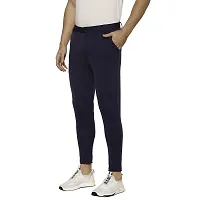 Flynoff Blue Solid 4Way Lycra Tailored Fit Ankle Length Men's Pant-thumb2