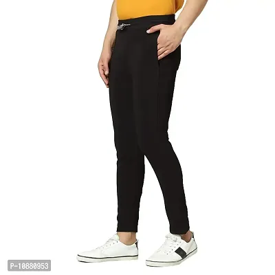 FLYNOFF Black Solid 4Way Lycra Tailored Fit Ankle Length Men's Track Pant-(FNF0161-BLK-34)-thumb3