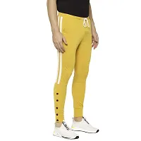 Flynoff Yellow Solid 4Way Lycra Tailored Fit Ankle Length Men's Track Pant-thumb2