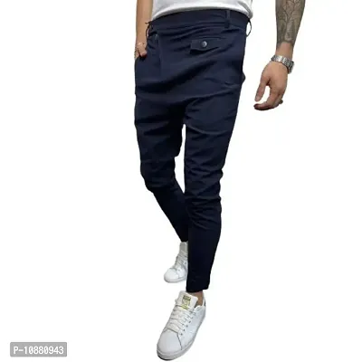 FLYNOFF Black Solid 4Way Lycra Tailored Fit Ankle Length Men's Track Pant-thumb4