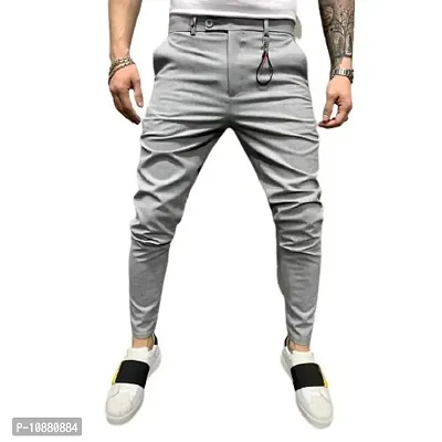 FLYNOFF Men's Slim Fit Track Pants(FLY130-LGR-M_Silver_Medium)