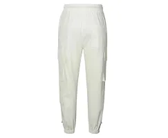 FLYNOFF White Solid Ns Lycra Tailored Fit Ankle Length Men's Pant-thumb3