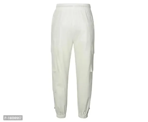 FLYNOFF White Solid Ns Lycra Tailored Fit Ankle Length Men's Pant-thumb4