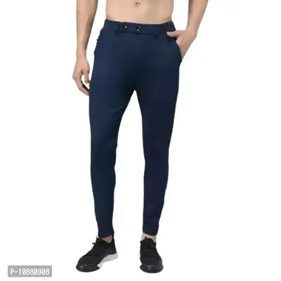 FLYNOFF Blue Solid 4Way Lycra Tailored Fit Ankle Length Men's Track Pant-(FNF0162-BLU-32)-thumb0