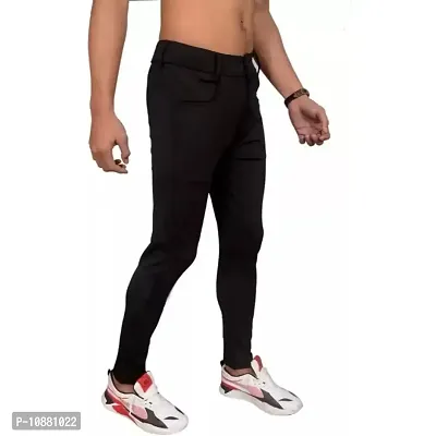 FLYNOFF Black Solid 4Way Lycra Tailored Fit Ankle Length Men's Track Pant (FNF0169-BLK-XL)-thumb3