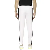 Flynoff White Solid 4Way Lycra Tailored Fit Ankle Length Men's Track Pant-thumb3